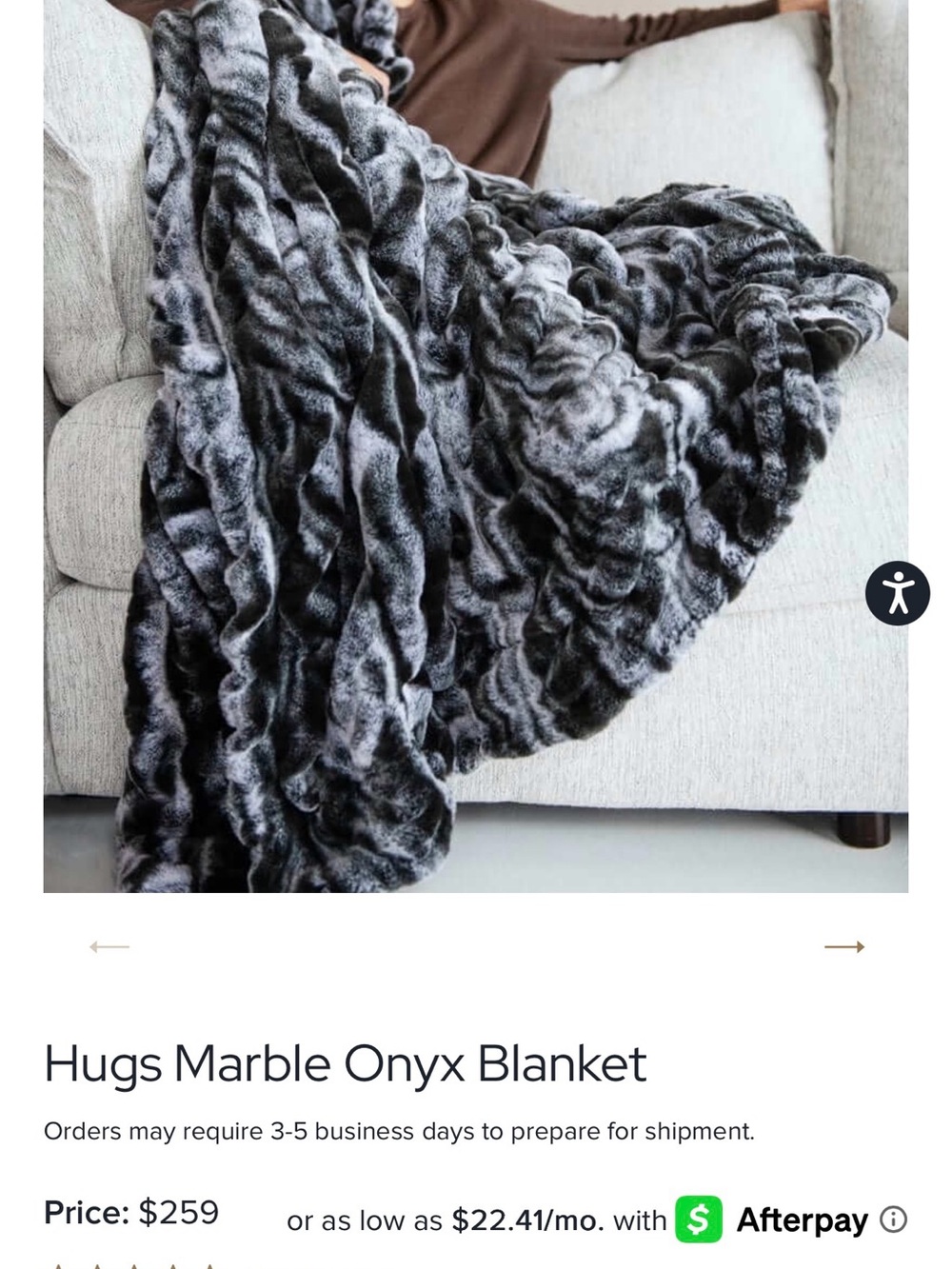 Minky Hugs Marble Onyx Plush Throw Blanket - Black & Gray. Adult size